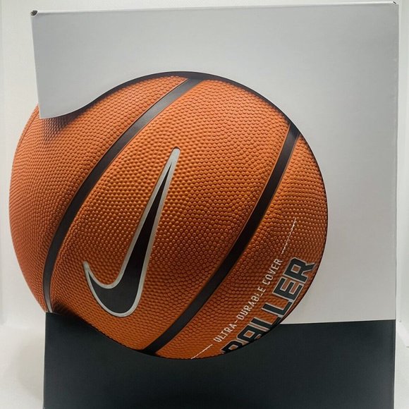 Nike Baller Basketball Full Size 7 (29.5) Ball - Amber/Black/Metallic Platinum - Picture 3 of 5